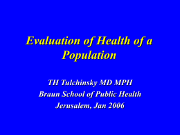 Evaluation of Health of a Population