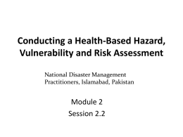 Conducting a Health-Based Hazard, Vulnerability and Risk