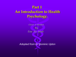 Part 1 Introduction to Health Psychology only 19 Pages for Thinking