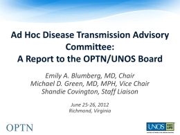 Ad Hoc Disease Transmission Advisory Committee