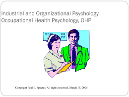 Industrial and Organizational Psychology