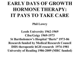 Early Days of Growth Hormone Therapy