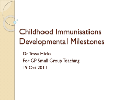 Childhood Immunisations Developmental Milestones