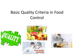 Basic Quality Indices in Food Control