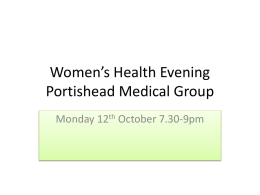 Womens` Health Evening - Portishead Medical Group