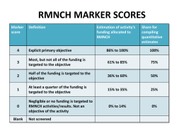 Funding interpretation of RMNCH marker scores