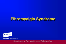 Pain Syndromes: Fibromyalgia Syndrome