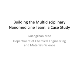 Building the Multidisciplinary Nanomedicine Team: a Case Study