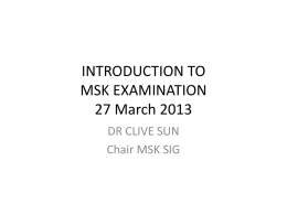Introduction to MSK Examination