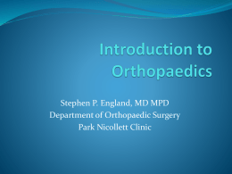 Introduction to Orthapaedics
