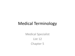 Medical Terminology - Porterville College Home