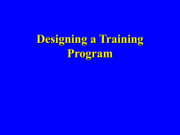 Designing a Training Program Training Dosages