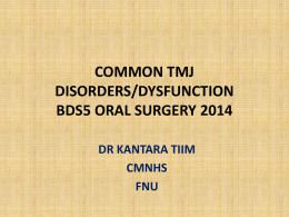 Lecture TMJ Disorders File