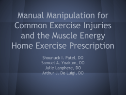 Manual Manipulation for Common Exercise Injuries and the Muscle