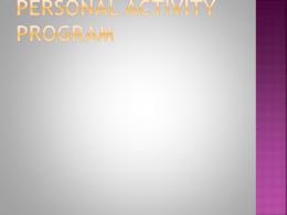Planning a personal activity program Your Fitness Plan