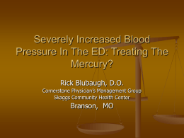 Severely Increased Blood Pressure In The ED
