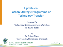 Update on the Poznan strategic programme on technology