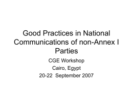 Presentation on Good Practices in National Communications of non