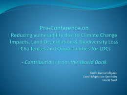 Pre-Conference on Reducing vulnerability due to Climate Change