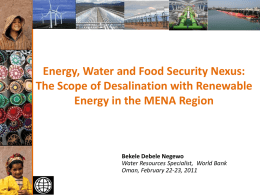 Energy, Water and Food Security Nexus: The Scope of Desalination