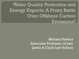 Water Quality Protection and Energy Exports
