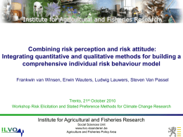 Combining risk perception and risk attitude - ILVO