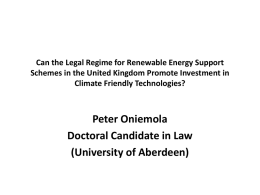 Can the Legal Regime for Renewable Energy Support Schemes in