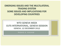 Overview of Emerging issues for the multilateral trading system acp