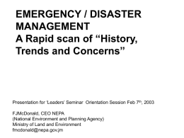 EMERGENCY / DISASTER MANAGEMENT A Rapid scan of …