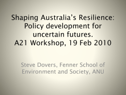 Shaping Australia’s Resilience: Policy development for