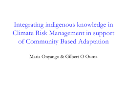 Integrating indigenous knowledge in Climate Risk