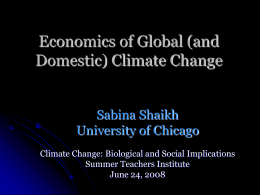 Economics of Global Climate Change: Market Response to