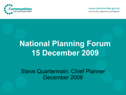 National Planning Forum 15 December 2009