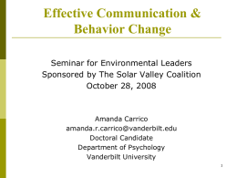 Effective Communication & Behavioral Change