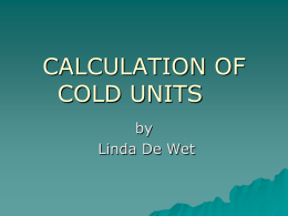 CALCULATION OF COLD UNITS - Learning