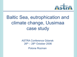 Baltic Sea, eutrophication and climate change, Uusimaa