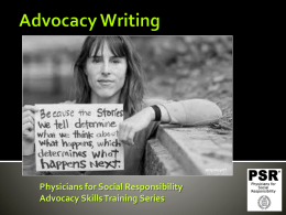 Advocacy Writing - Physicians for Social Responsibility