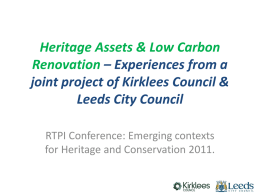 Heritage Assets & Low Carbon Renovation – Experiences from