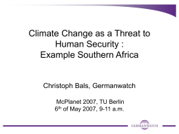 Christoph Bals (Germanwatch e.V.): Climate Change as a