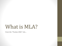 What is MLA? - East Aurora Schools