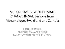 MEDIA COVERAGE OF CLIMATE CHANGE IN SAf: Lessons from