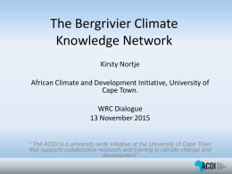 The Bergrivier Interdisciplinary Climate Change