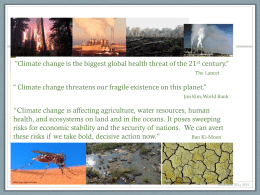 Climate Change and Health A Framework for Discussion