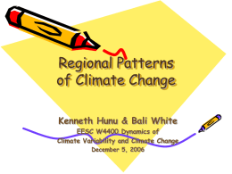 Regional Patterns of Climate Change