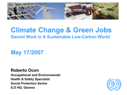 Green Jobs Towards Decent Work In A Sustainable, Low