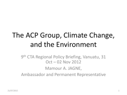 The ACP Group, Climate Change, and the Environment