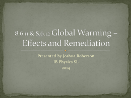 8.6.11 Global Warming – Effects and Remediation