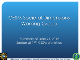 CESM Workshop on Societal Dimensions and Earth System Modeling