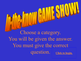 In-the-know Game Show - Windows to the Universe