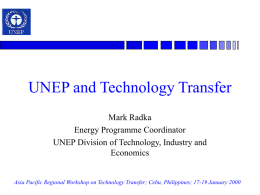 Mr. Mark Radka, Energy Programme Coordinator, UNEP/Paris